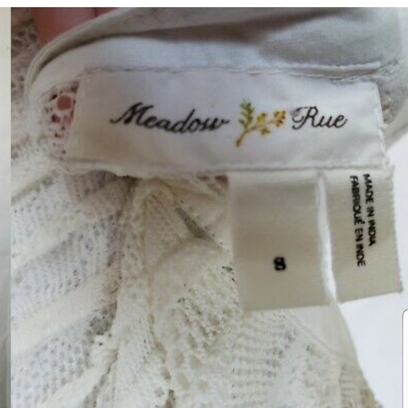 Anthropologie Meadow Rue Cream Lace Flare Top Smal - Picture 4 of 5